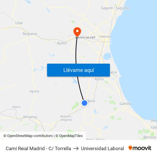 Camí Reial Madrid - C/ Torrella to Universidad Laboral map