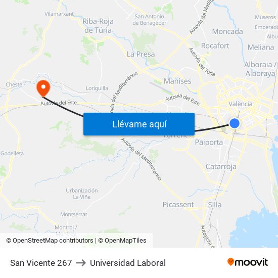 San Vicente  267 to Universidad Laboral map