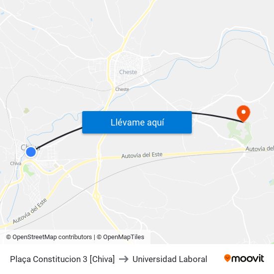 Plaça Constitucion 3 [Chiva] to Universidad Laboral map