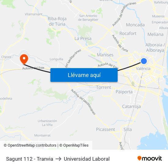 Sagunt 112 - Tranvia to Universidad Laboral map