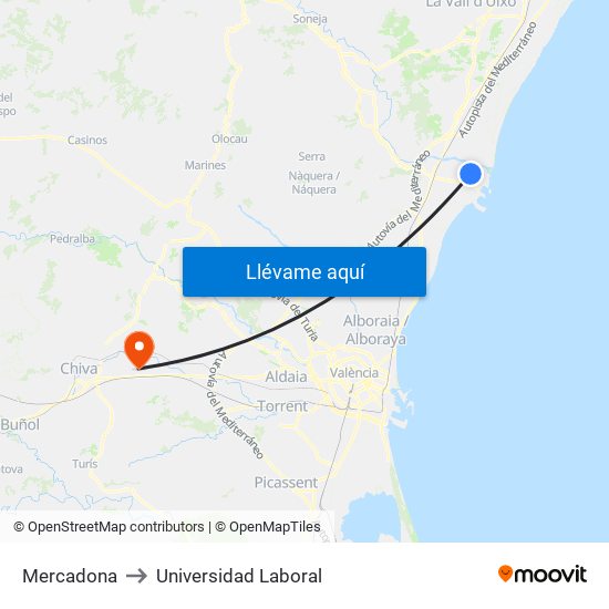 Mercadona to Universidad Laboral map