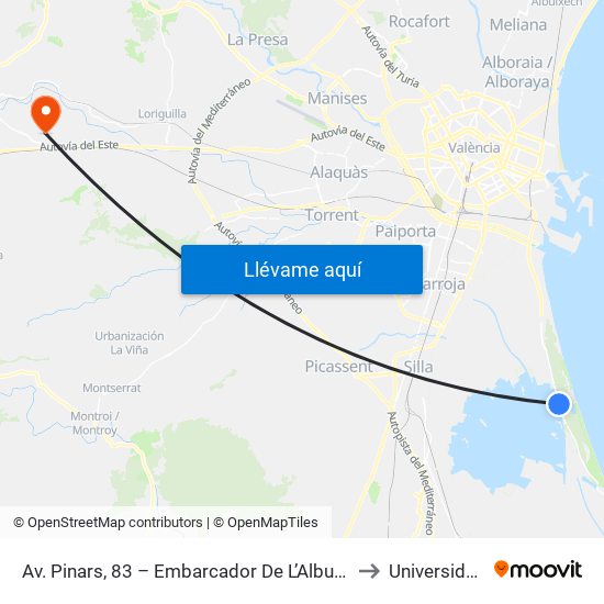 Av. Pinars, 83 – Embarcador De L’Albuferat (Les Gavines)) [València] to Universidad Laboral map