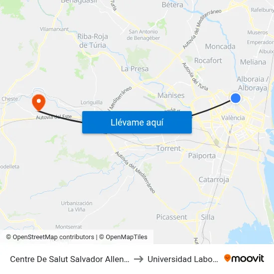 Centre De Salut Salvador Allende to Universidad Laboral map