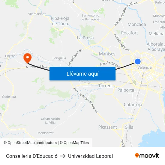 Conselleria D'Educació to Universidad Laboral map