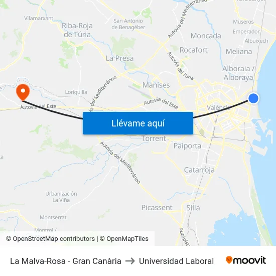 La Malva-Rosa - Gran Canària to Universidad Laboral map