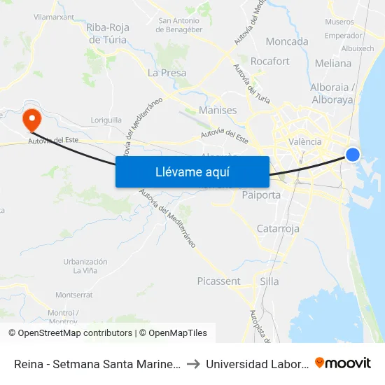 Reina - Setmana Santa Marinera to Universidad Laboral map