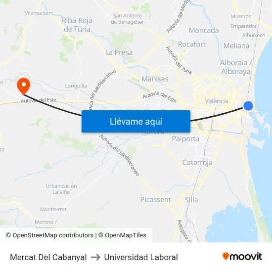 Mercat Del Cabanyal to Universidad Laboral map