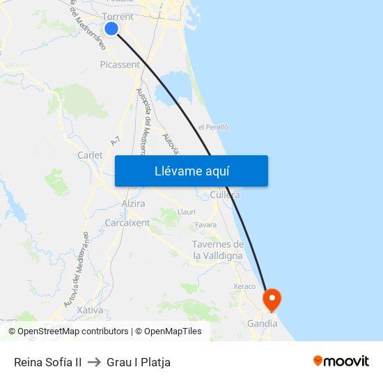 Reina Sofía II to Grau I Platja map