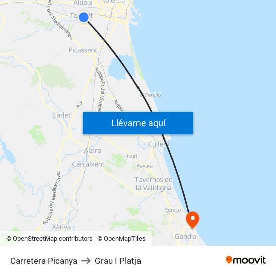 Carretera Picanya to Grau I Platja map