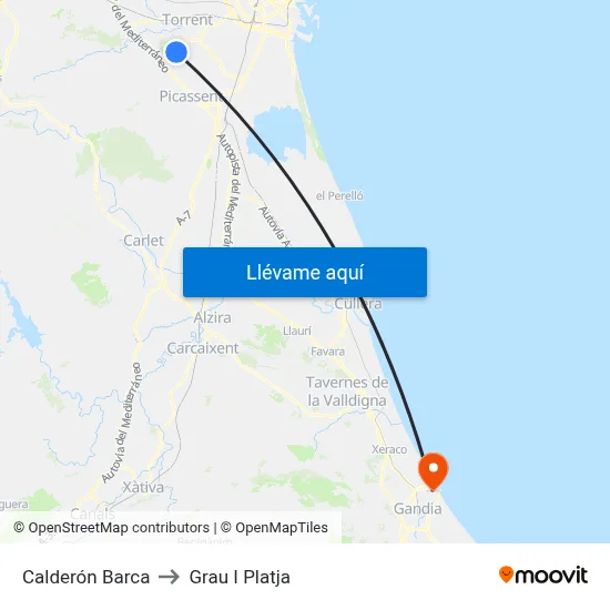 Calderón Barca to Grau I Platja map