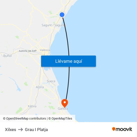 Xilxes to Grau I Platja map
