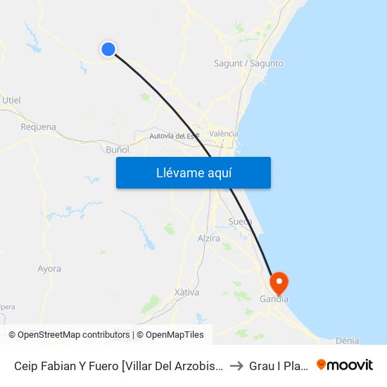 Ceip Fabian Y Fuero [Villar Del Arzobispo] to Grau I Platja map