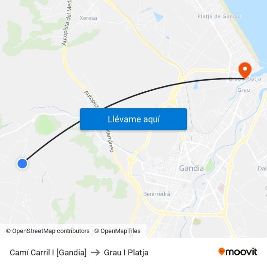 Camí Carril I [Gandia] to Grau I Platja map