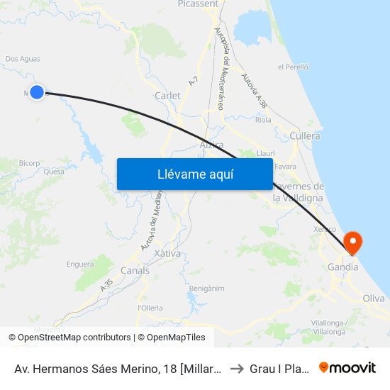 Av. Hermanos Sáes Merino, 18 [Millares] to Grau I Platja map