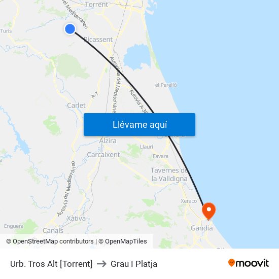 Urb. Tros Alt [Torrent] to Grau I Platja map