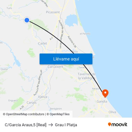 C/García Araus,5 [Real] to Grau I Platja map