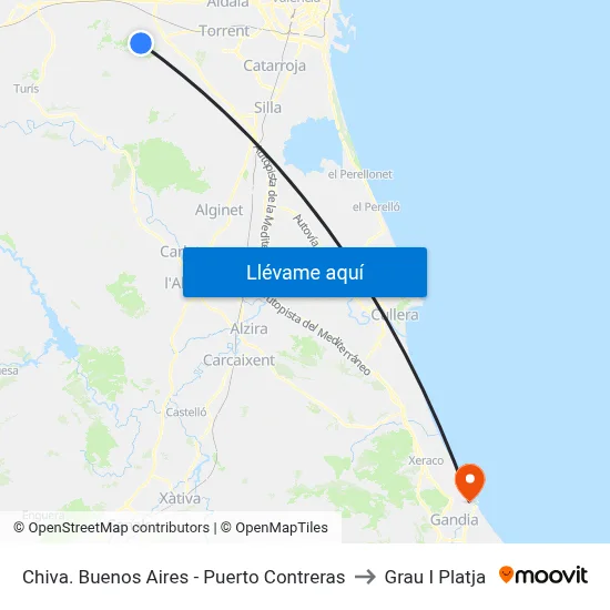 Chiva. Buenos Aires - Puerto Contreras to Grau I Platja map