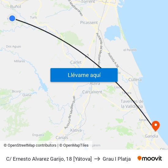 C/ Ernesto Alvarez Garijo, 18 [Yátova] to Grau I Platja map