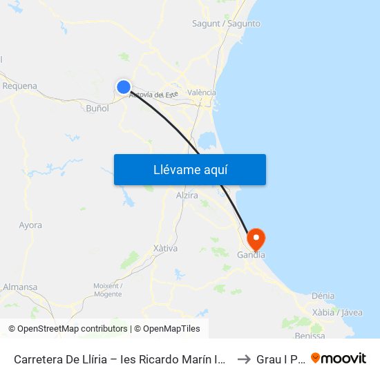 Carretera De Llíria – Ies Ricardo Marín Ibáñez [Cheste] to Grau I Platja map