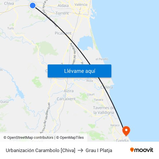 Urbanización Carambolo [Chiva] to Grau I Platja map