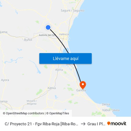 C/ Proyecto 21 - Fgv Riba-Roja [Riba-Roja De Túria] to Grau I Platja map