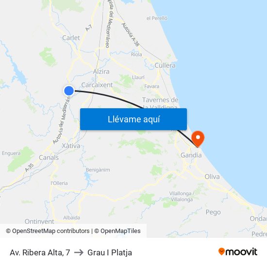 Av. Ribera Alta, 7 to Grau I Platja map