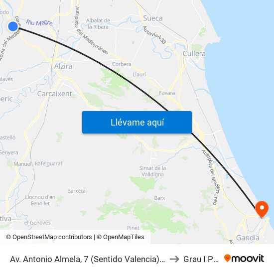 Av. Antonio Almela, 7 (Sentido Valencia) [Alcúdia, L] to Grau I Platja map