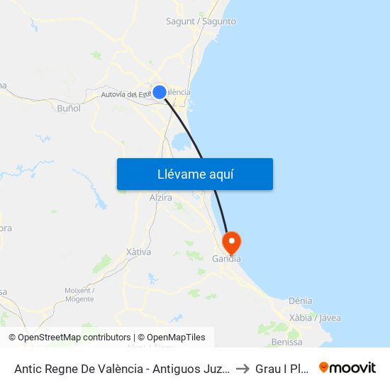 Antic Regne De València - Antiguos Juzgados to Grau I Platja map