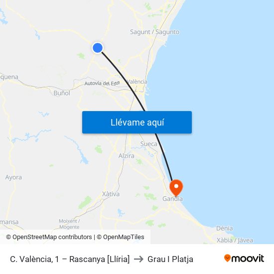 C. València, 1 – Rascanya [Llíria] to Grau I Platja map