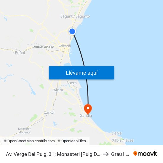 Av. Verge Del Puig, 31; Monasteri [Puig De Santa Maria, El] to Grau I Platja map