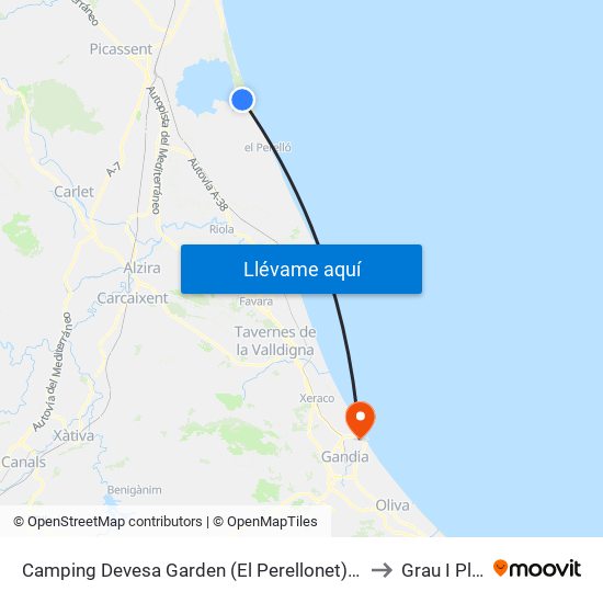 Camping Devesa Garden (El Perellonet) [València] to Grau I Platja map