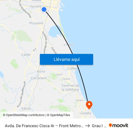 Avda. De Francesc Cisca 4r – Front Metro De Paiporta [Paiporta] to Grau I Platja map