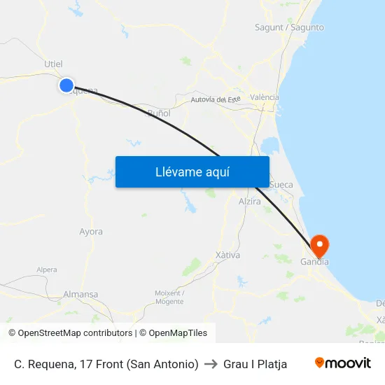 C. Requena, 17 Front (San Antonio) to Grau I Platja map
