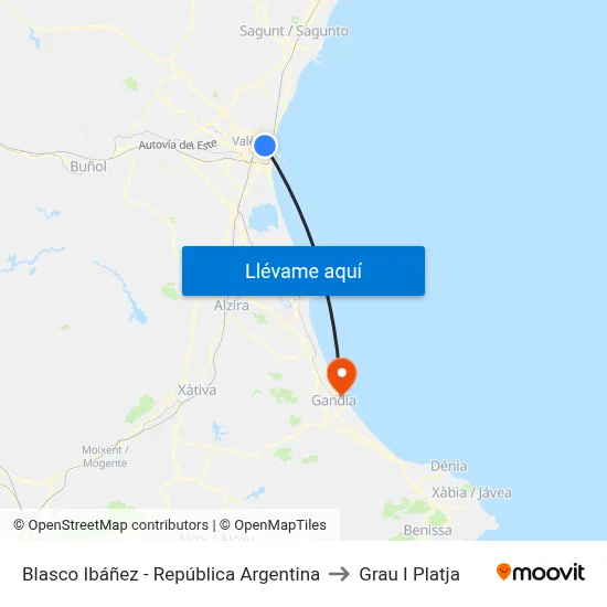 Blasco Ibáñez - República Argentina to Grau I Platja map