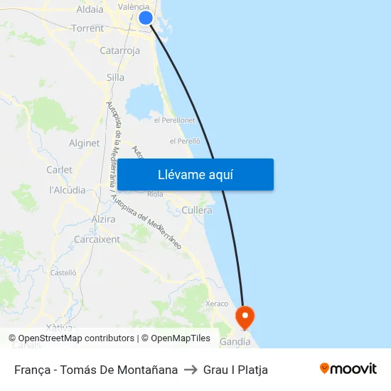 França - Tomás De Montañana to Grau I Platja map