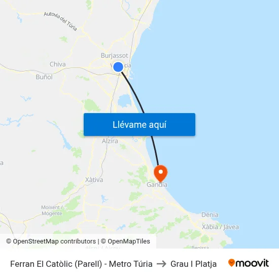 Ferran El Catòlic (Parell) - Metro Túria to Grau I Platja map