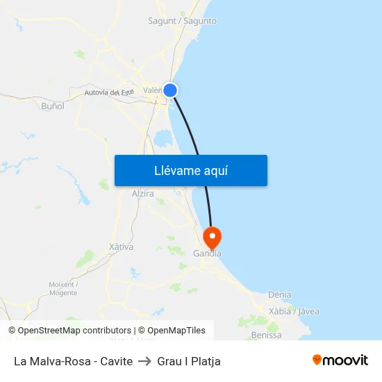 La Malva-Rosa - Cavite to Grau I Platja map