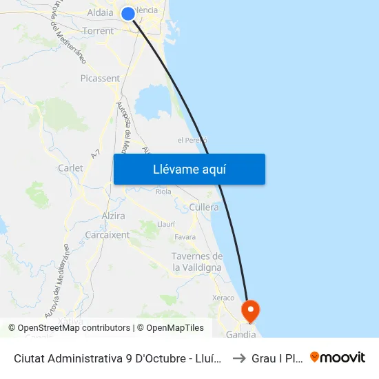 Ciutat Administrativa 9 D'Octubre - Lluís Lamarca to Grau I Platja map