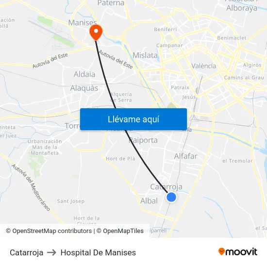 Catarroja to Hospital De Manises map
