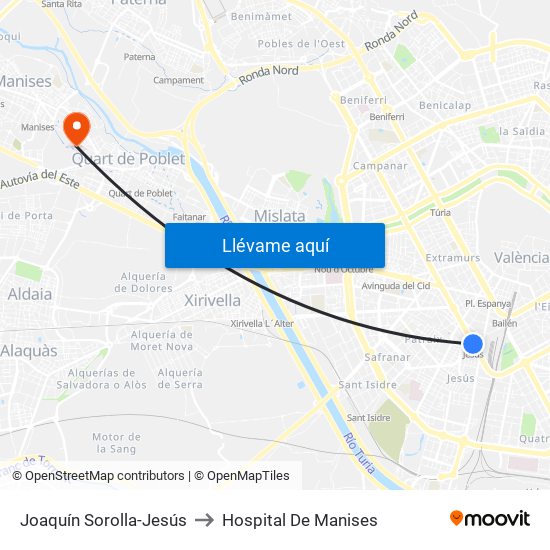 Joaquín Sorolla-Jesús to Hospital De Manises map