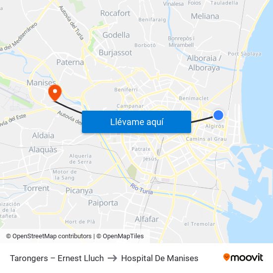 Tarongers – Ernest Lluch to Hospital De Manises map