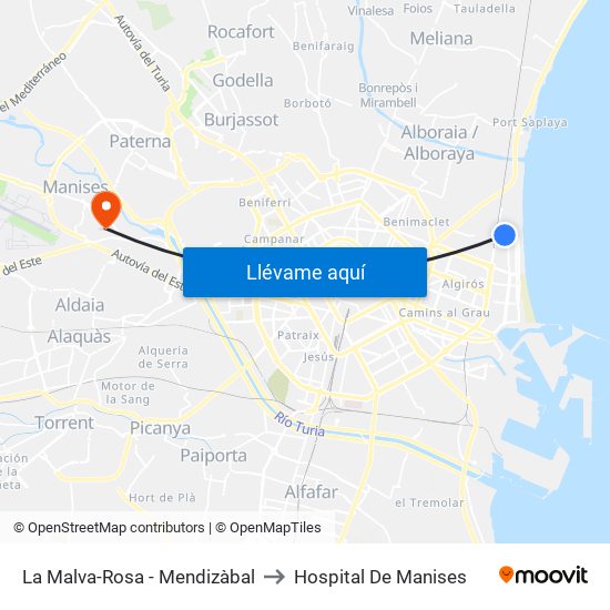 La Malva-Rosa - Mendizàbal to Hospital De Manises map