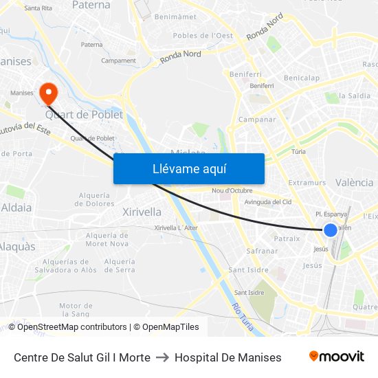 Centre De Salut Gil I Morte to Hospital De Manises map