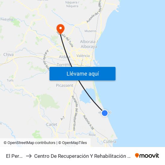 El Perelló to Centro De Recuperación Y Rehabilitación De Levante map