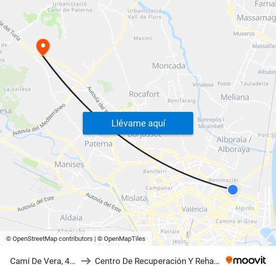 Camí De Vera, 47 [València] to Centro De Recuperación Y Rehabilitación De Levante map