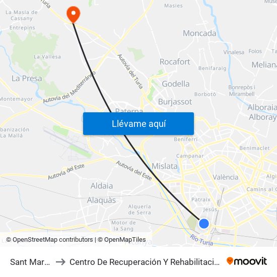 Sant Marcel·Lí to Centro De Recuperación Y Rehabilitación De Levante map