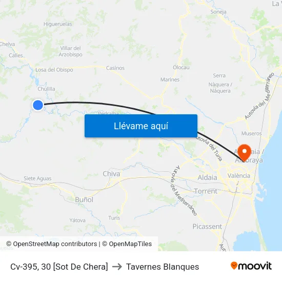 Cv-395, 30 [Sot De Chera] to Tavernes Blanques map