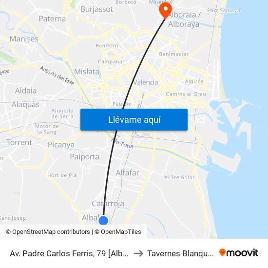 Av. Padre Carlos Ferris, 79 [Albal] to Tavernes Blanques map