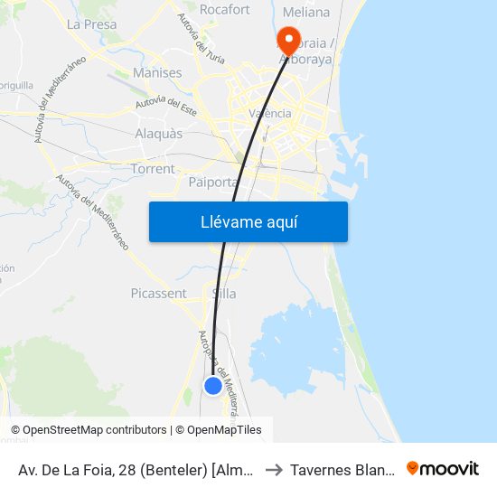 Av. De La Foia, 28 (Benteler) [Almussafes] to Tavernes Blanques map