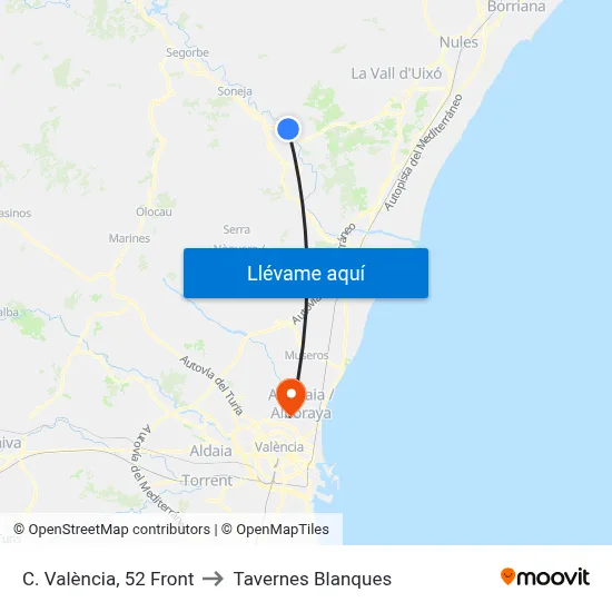 C. València, 52 Front to Tavernes Blanques map